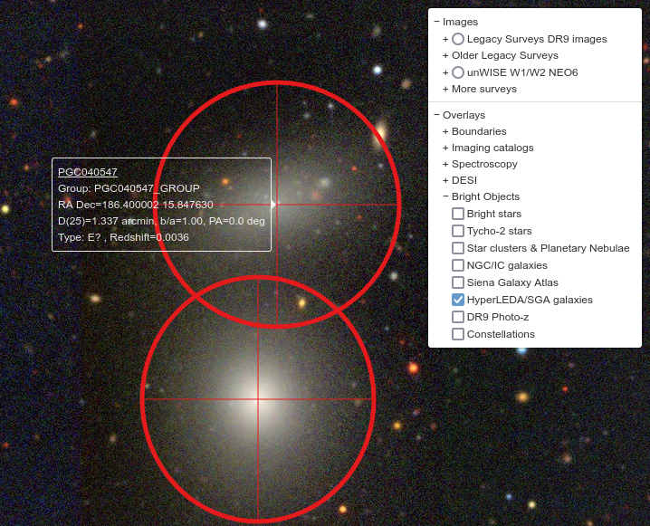 En haut : LEDA 40547. Quel est le nom de la galaxie cerclée en-dessous ?